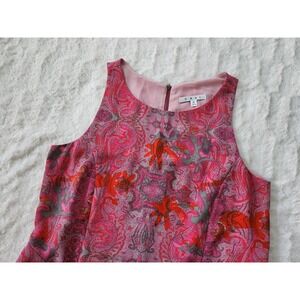 CAbi #127 Jubilee Pink Paisley Tank Top Sleeveless Zip‎ Back Lined Sz M EUC